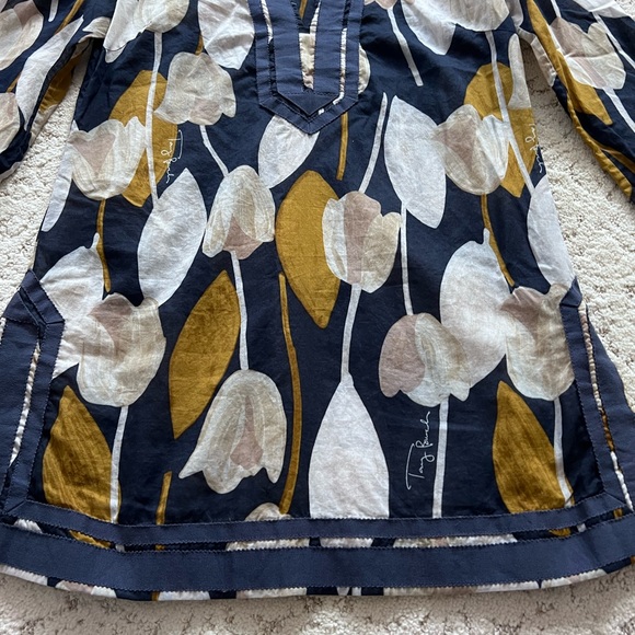 Tory Burch Floral Long Sleeve Tunic Sz 4 - Picture 5 of 6